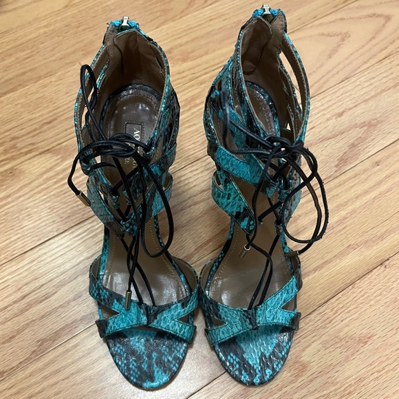 Aquazzura Beverly Hills Elaph Snakeskin Sandals - Picture 3 of 14
